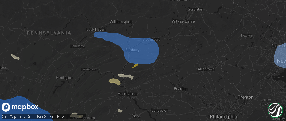 Hail map in Leck Kill, PA on June 6, 2026