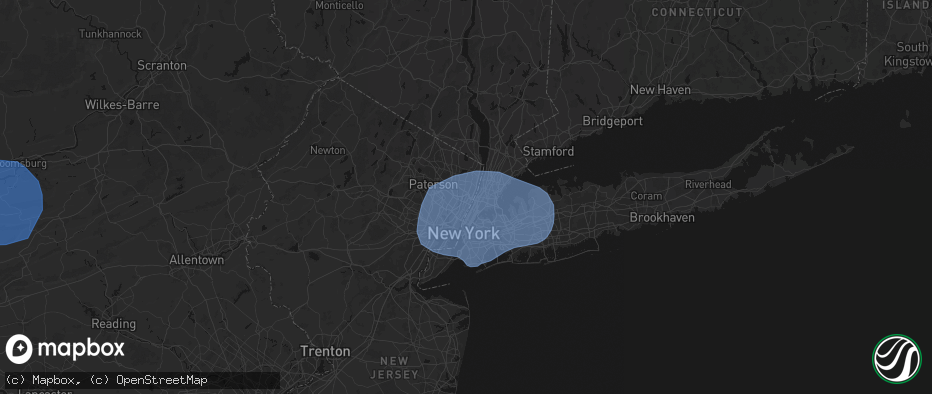 Hail map in Leonia, NJ on June 6, 2026