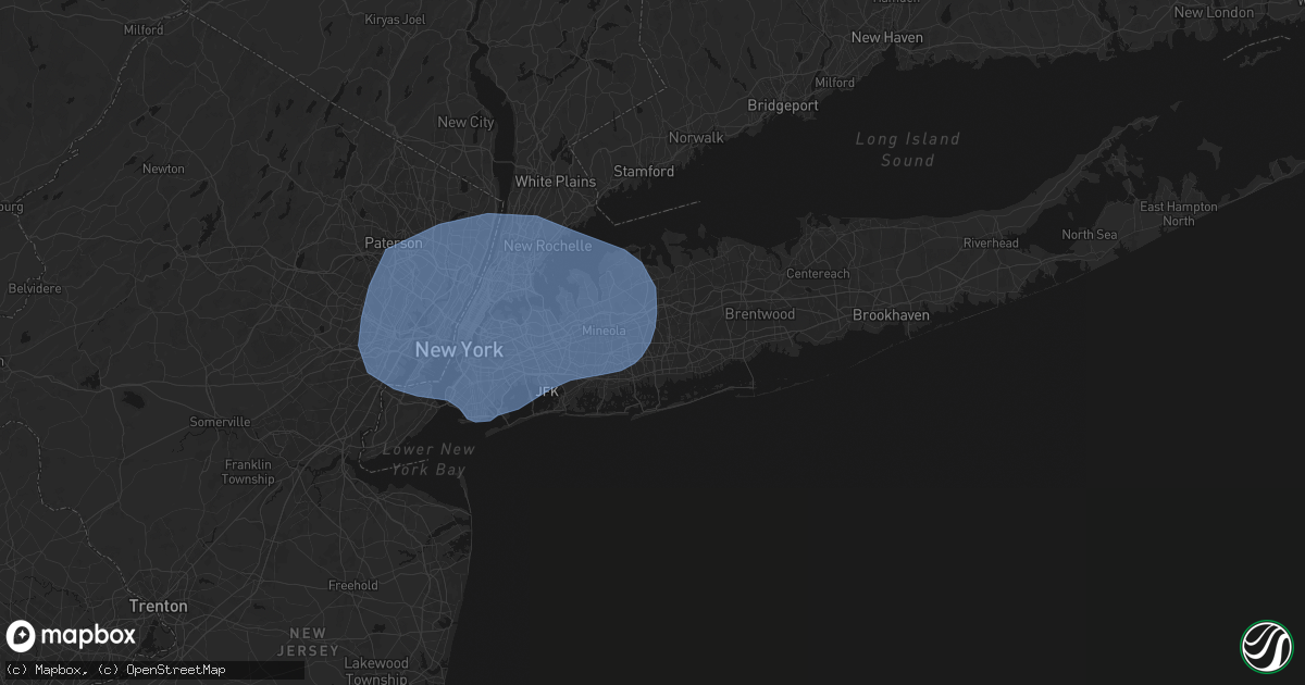 Hail map in Levittown, NY on June 6, 2026