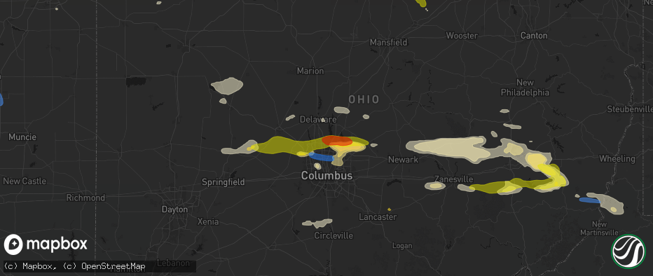 Hail map in Lewis Center, OH on June 6, 2026