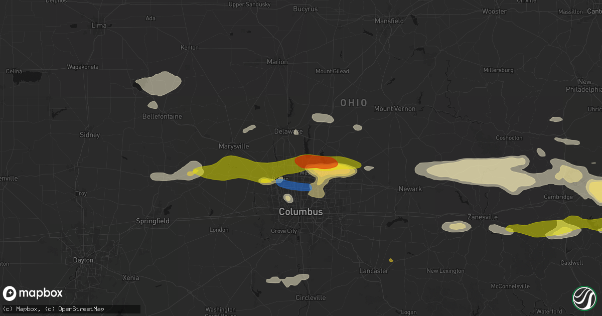 Hail map in Lewis Center, OH on June 6, 2026