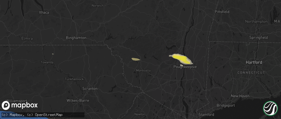 Hail map in Liberty, NY on June 6, 2026