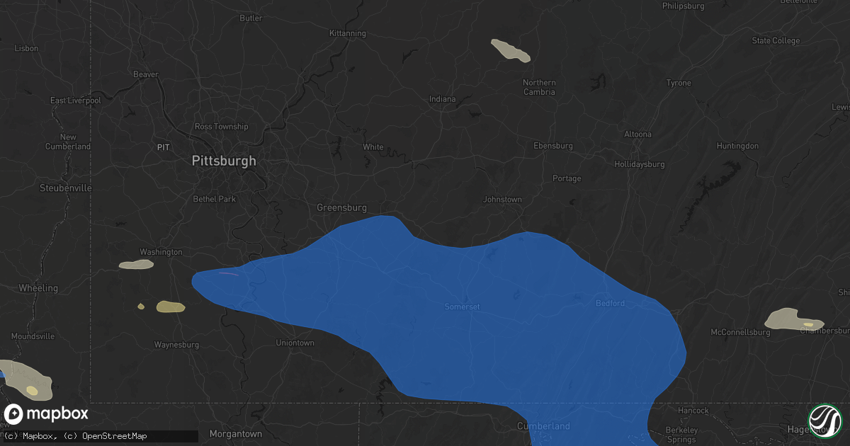 Hail map in Ligonier, PA on June 6, 2026
