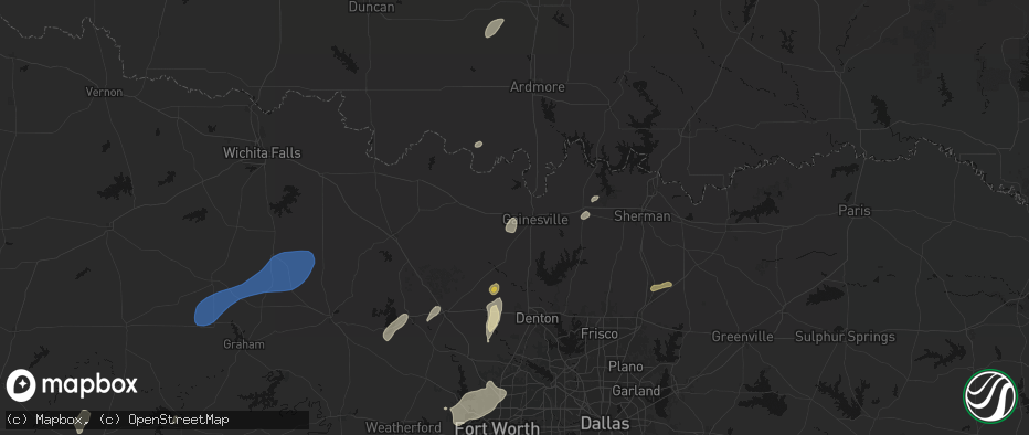 Hail map in Lindsay, TX on June 6, 2026