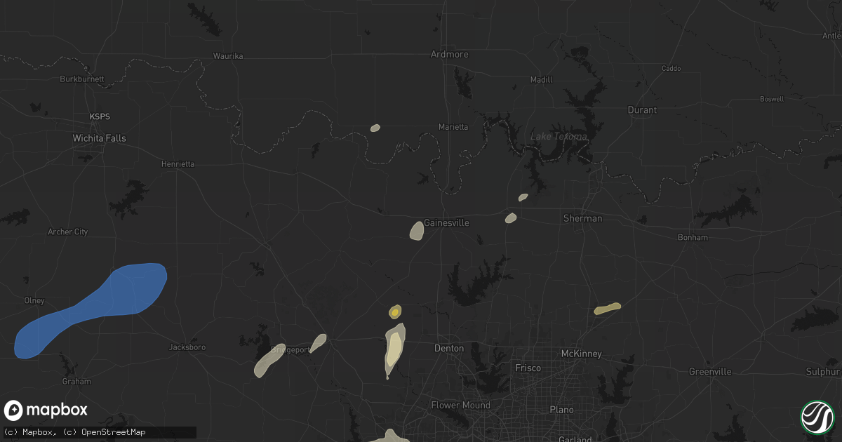Hail map in Lindsay, TX on June 6, 2026