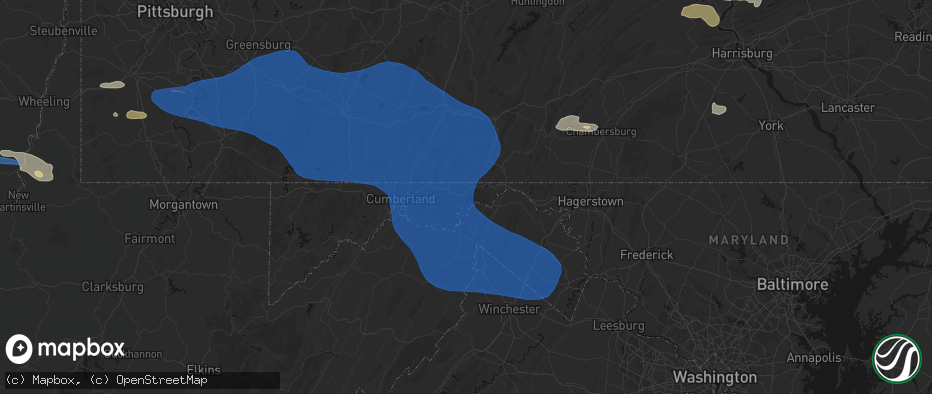 Hail map in Little Orleans, MD on June 6, 2026