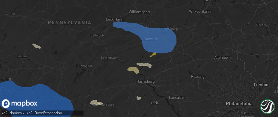 Hail map in Liverpool, PA on June 6, 2026