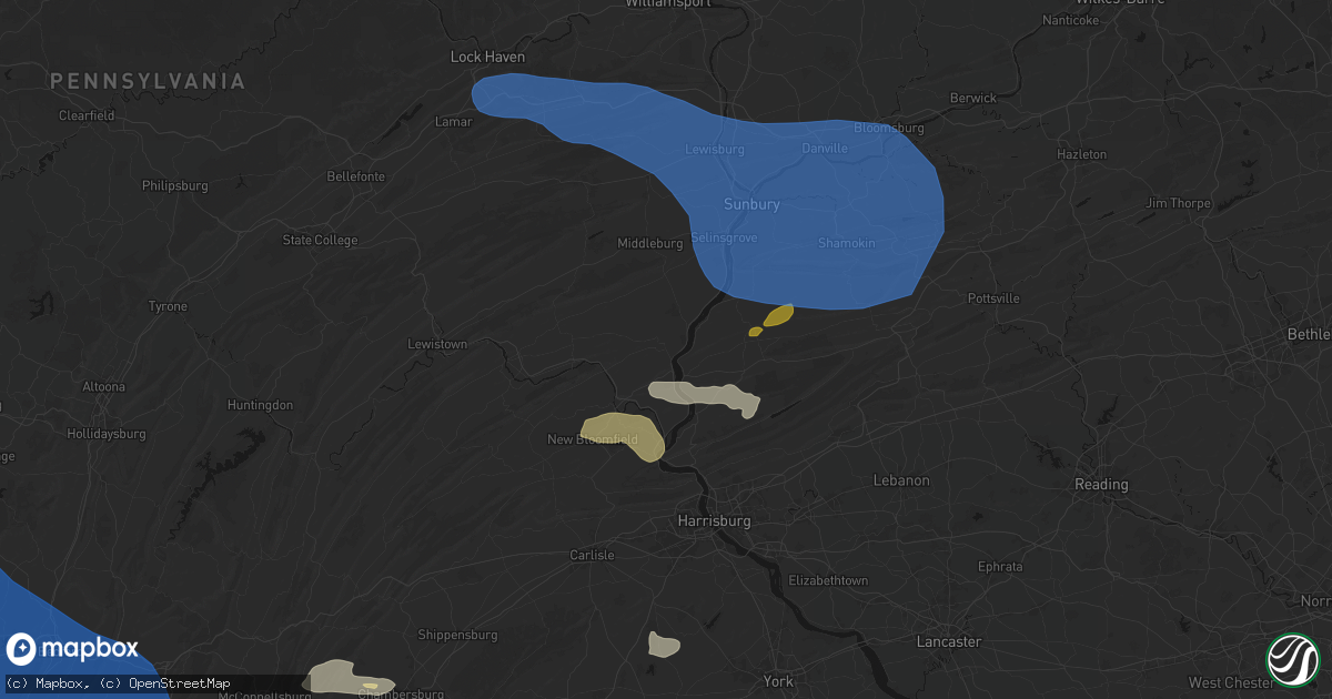 Hail map in Liverpool, PA on June 6, 2026