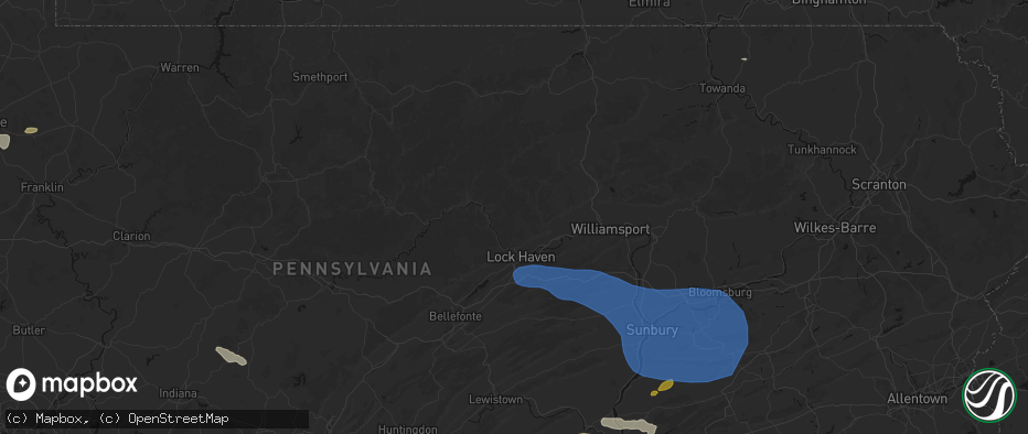 Hail map in Lock Haven, PA on June 6, 2026