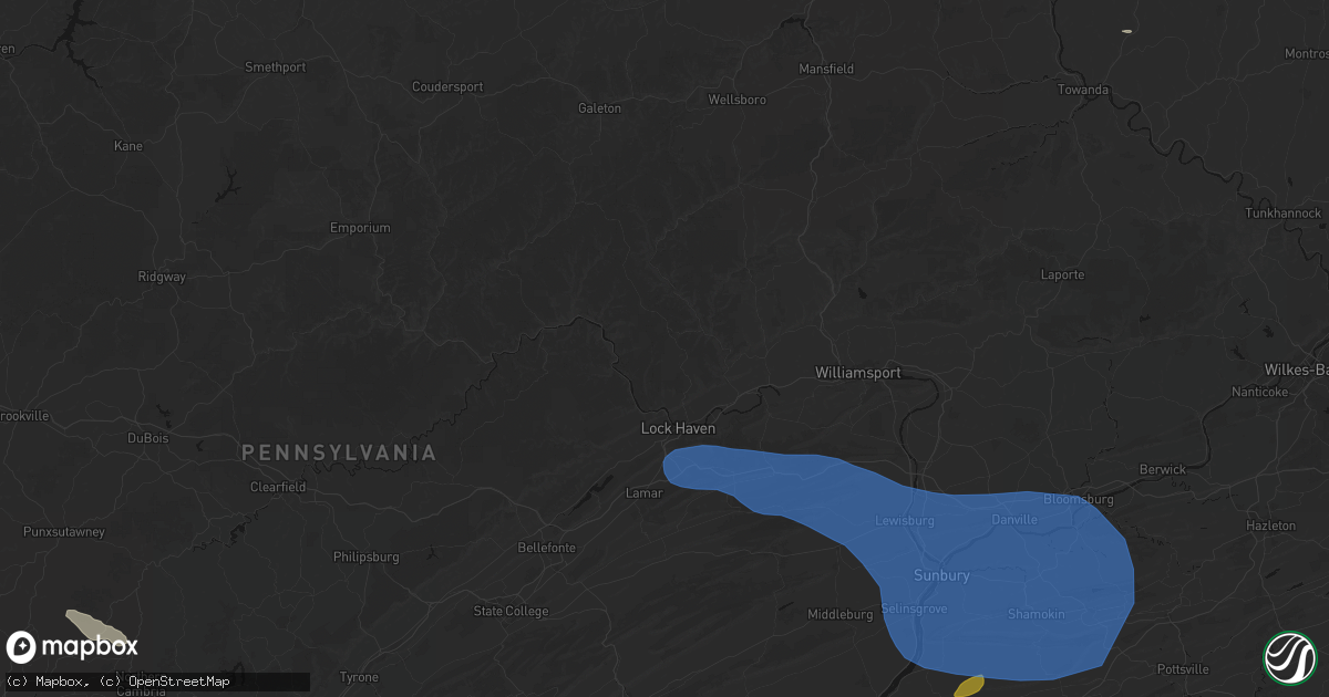 Hail map in Lock Haven, PA on June 6, 2026
