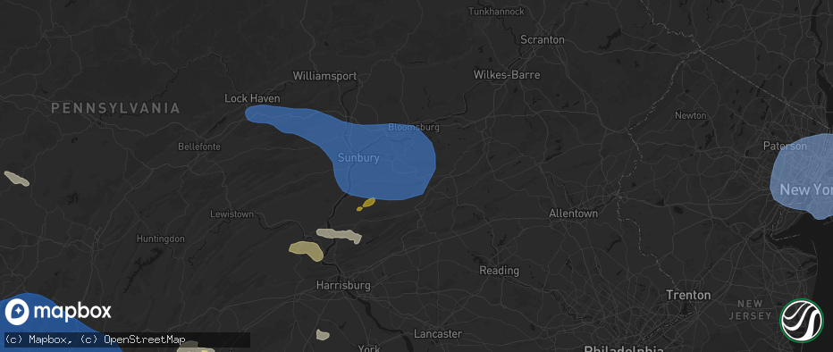 Hail map in Locust Gap, PA on June 6, 2026
