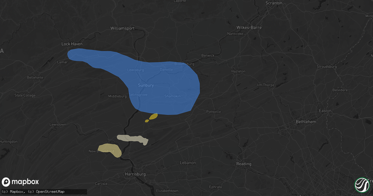 Hail map in Locust Gap, PA on June 6, 2026