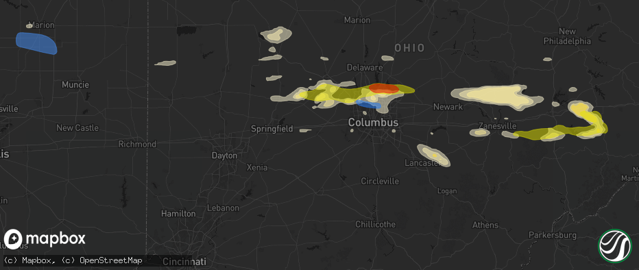 Hail map in London, OH on June 6, 2026