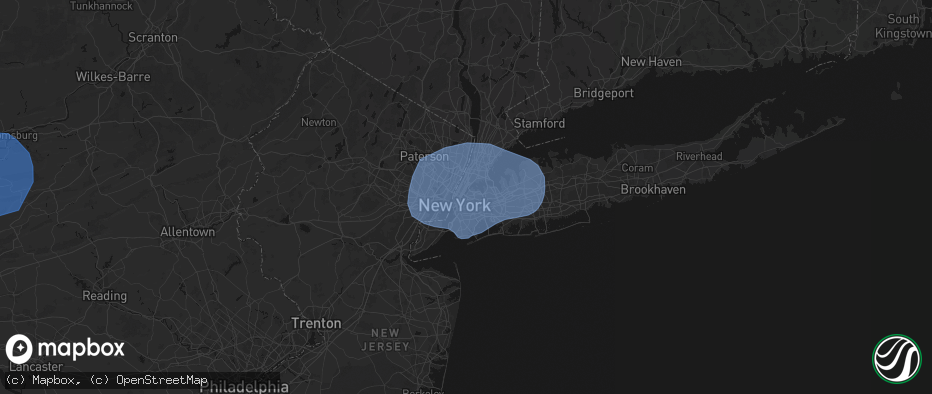 Hail map in Long Island City, NY on June 6, 2026