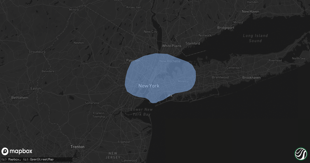Hail map in Long Island City, NY on June 6, 2026