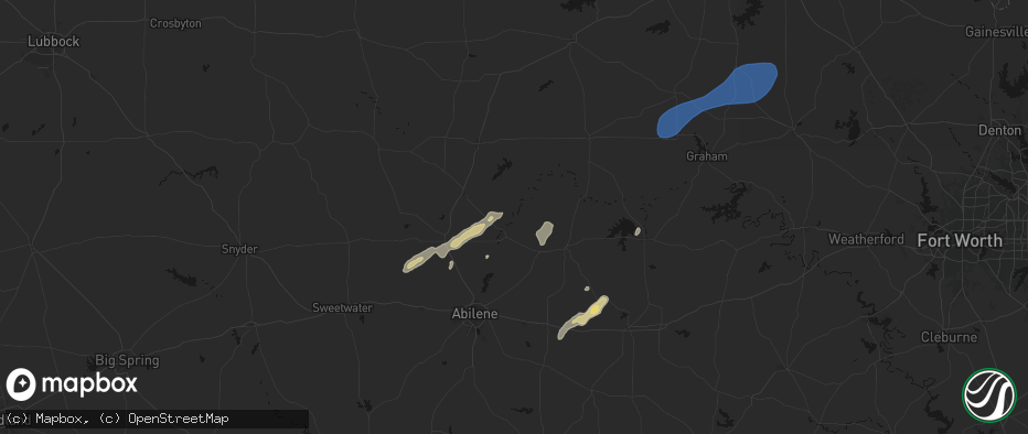 Hail map in Lueders, TX on June 6, 2026