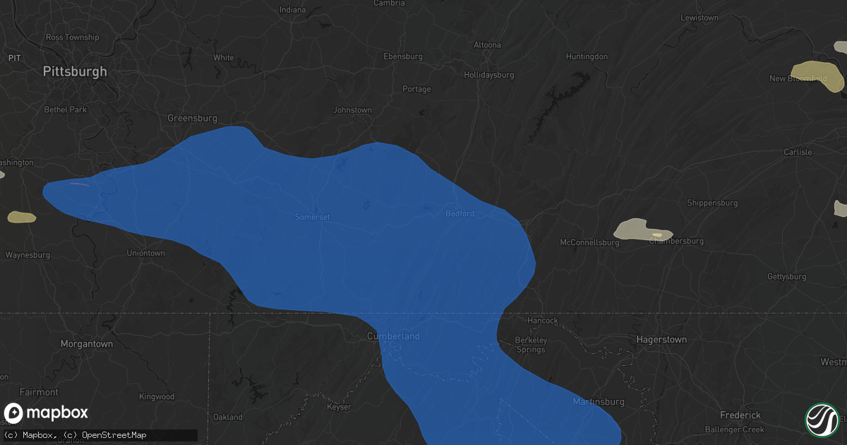 Hail map in Manns Choice, PA on June 6, 2026