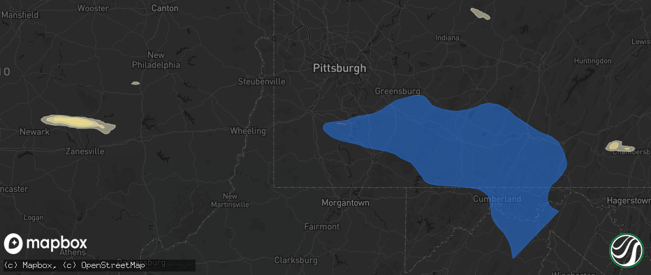 Hail map in Marianna, PA on June 6, 2026