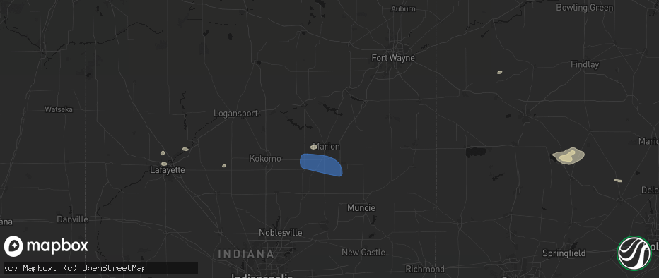 Hail map in Marion, IN on June 6, 2026