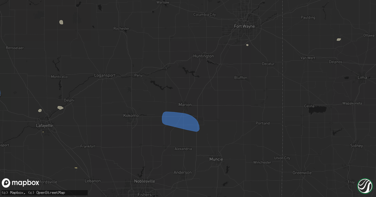 Hail map in Marion, IN on June 6, 2026