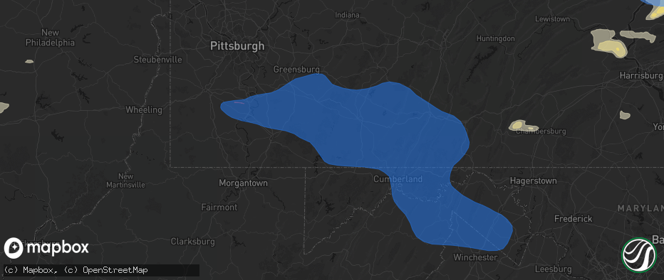 Hail map in Markleton, PA on June 6, 2026