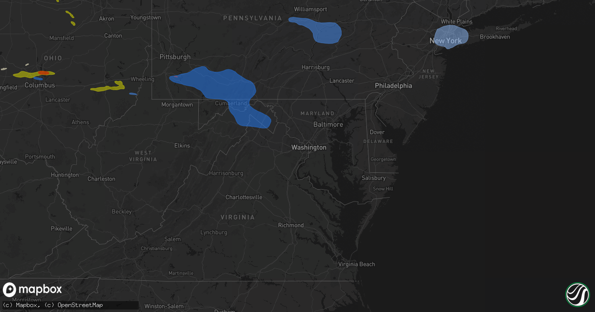 Hail map in Maryland on June 6, 2026
