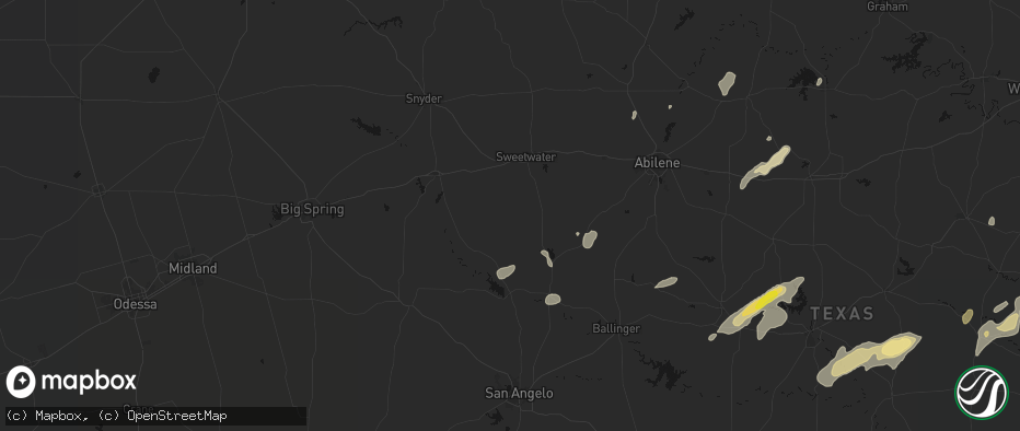 Hail map in Maryneal, TX on June 6, 2026