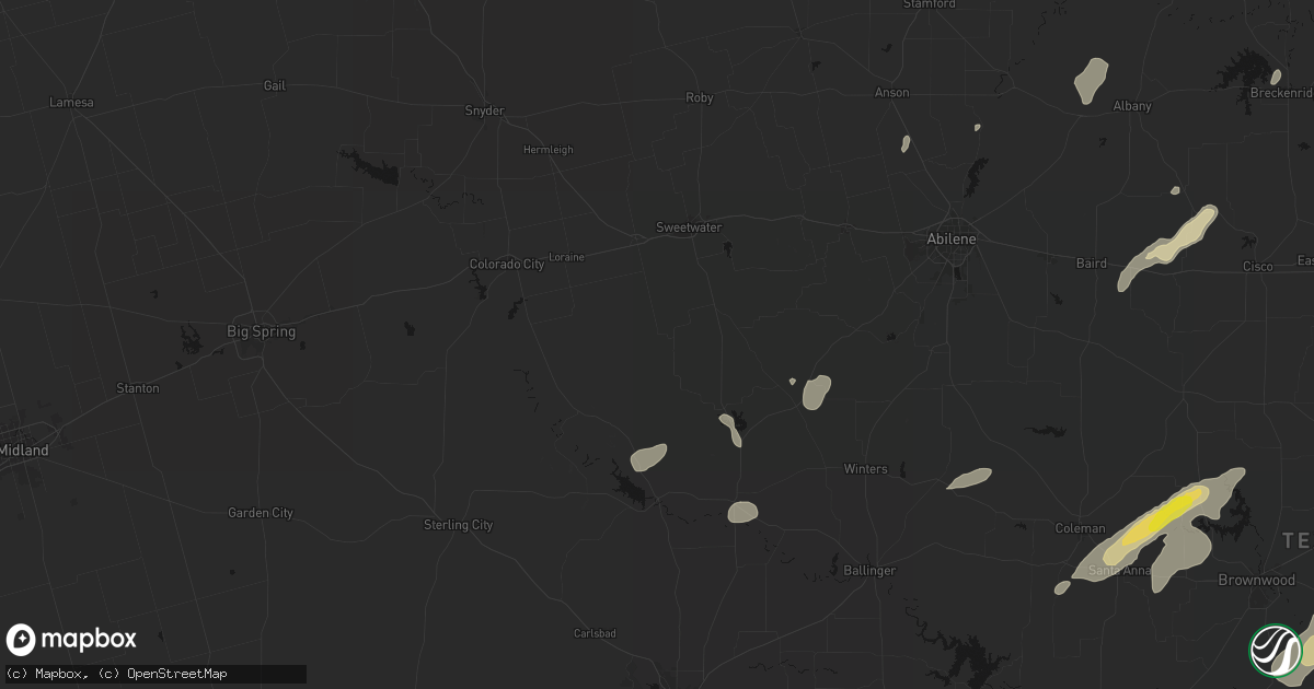 Hail map in Maryneal, TX on June 6, 2026