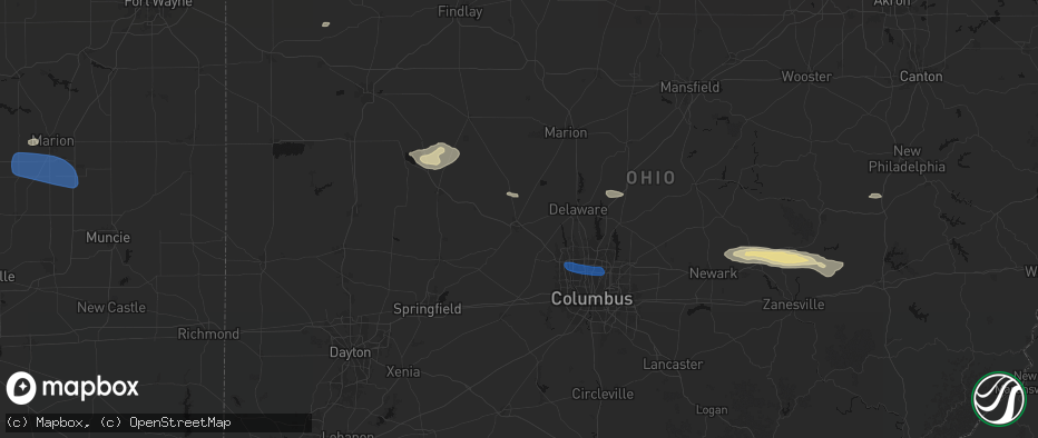 Hail map in Marysville, OH on June 6, 2026