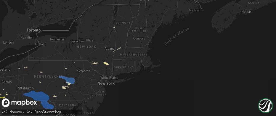Hail map in Massachusetts on June 6, 2026