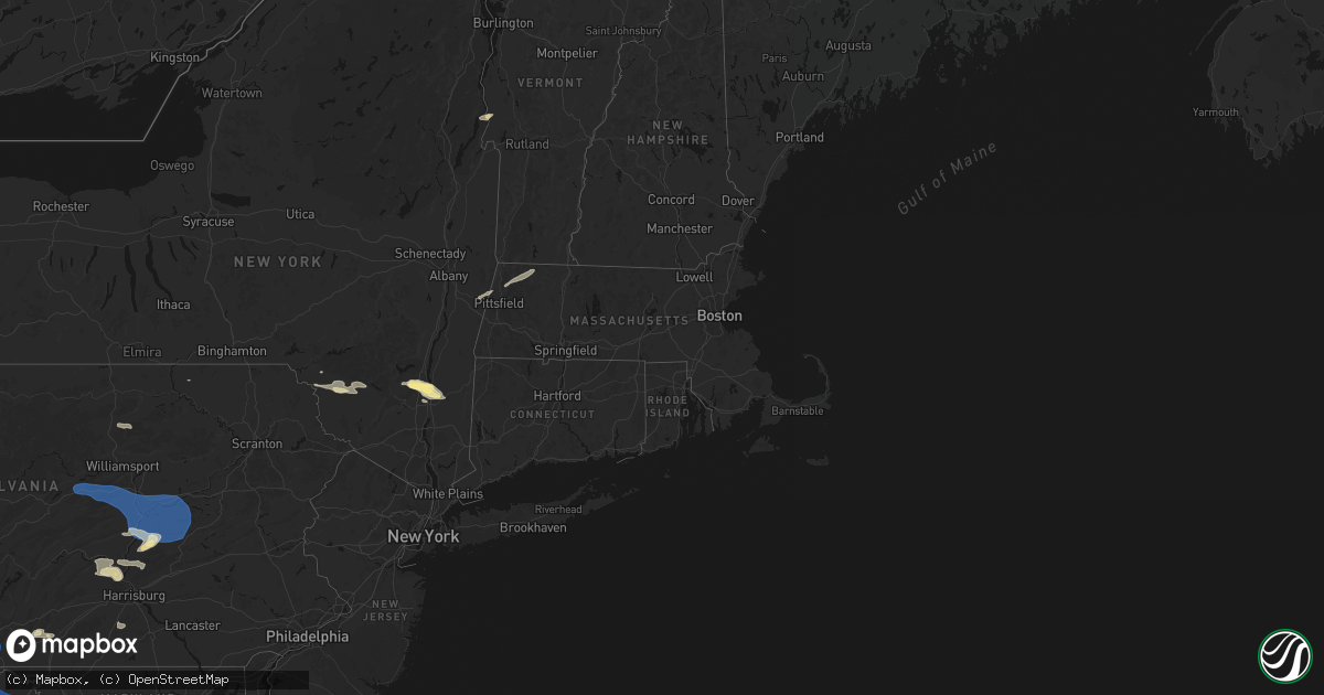 Hail map in Massachusetts on June 6, 2026