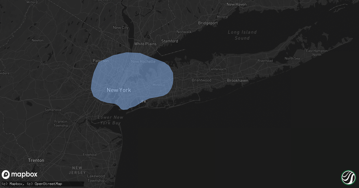 Hail map in Massapequa Park, NY on June 6, 2026