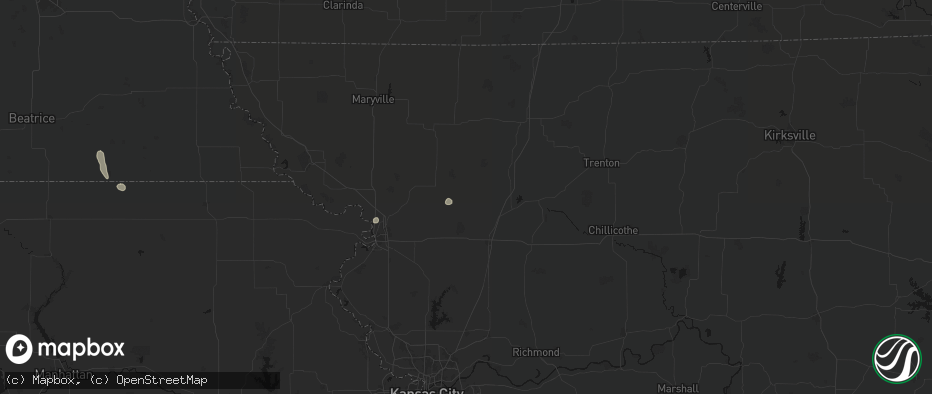 Hail map in Maysville, MO on June 6, 2026