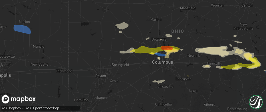 Hail map in Mechanicsburg, OH on June 6, 2026