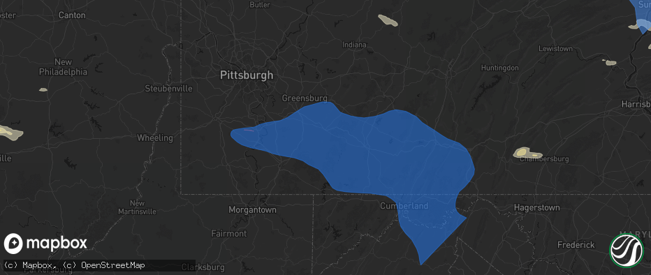 Hail map in Melcroft, PA on June 6, 2026