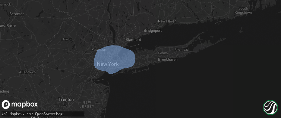 Hail map in Melville, NY on June 6, 2026