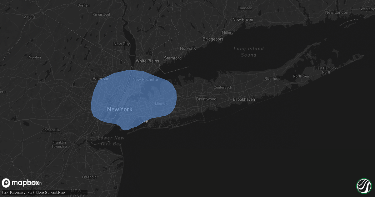 Hail map in Melville, NY on June 6, 2026
