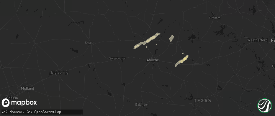 Hail map in Merkel, TX on June 6, 2026