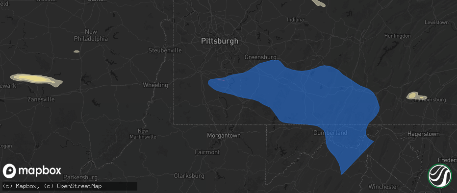 Hail map in Merrittstown, PA on June 6, 2026