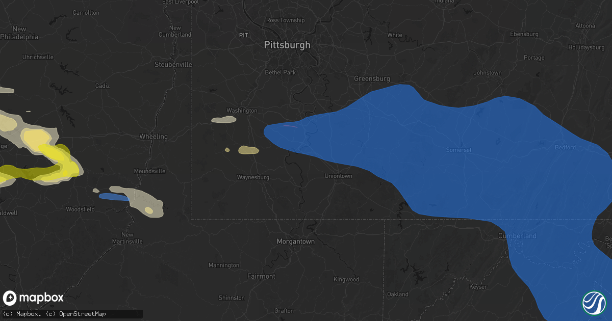 Hail map in Merrittstown, PA on June 6, 2026