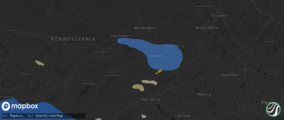 Hail map in Middleburg, PA on June 6, 2026