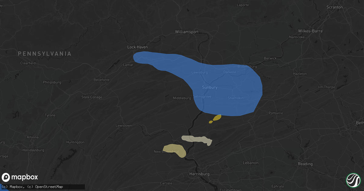 Hail map in Middleburg, PA on June 6, 2026