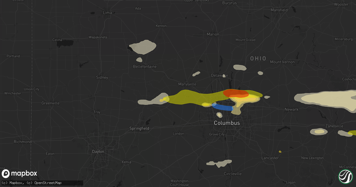 Hail map in Milford Center, OH on June 6, 2026