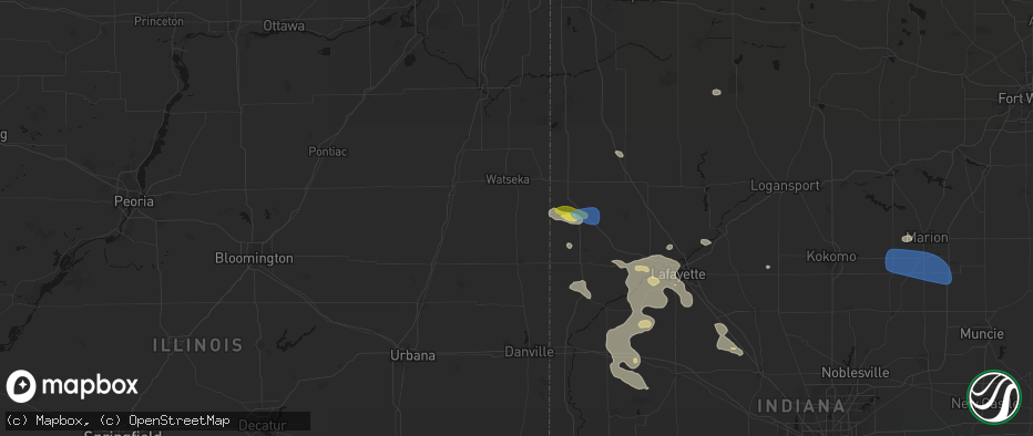 Hail map in Milford, IL on June 6, 2026