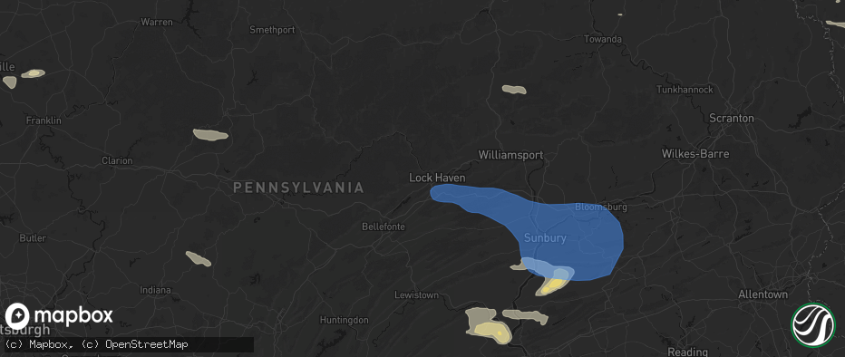 Hail map in Mill Hall, PA on June 6, 2026