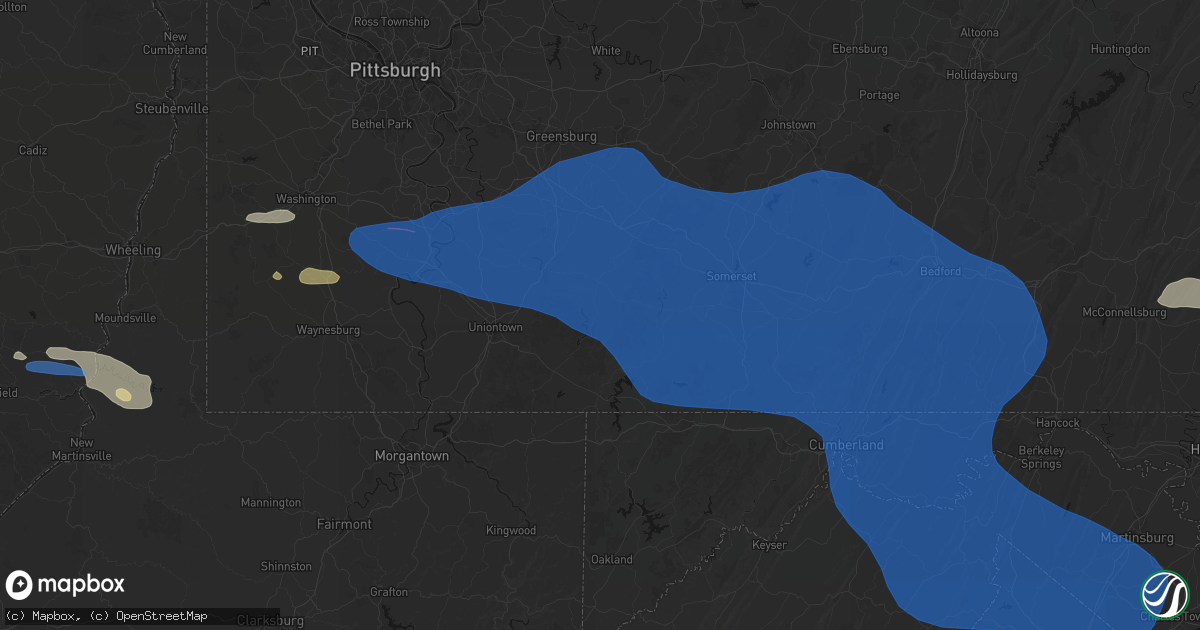 Hail map in Mill Run, PA on June 6, 2026