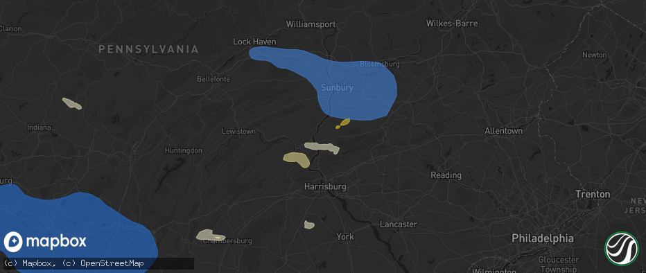 Hail map in Millersburg, PA on June 6, 2026