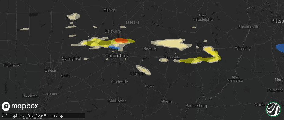 Hail map in Millersport, OH on June 6, 2026