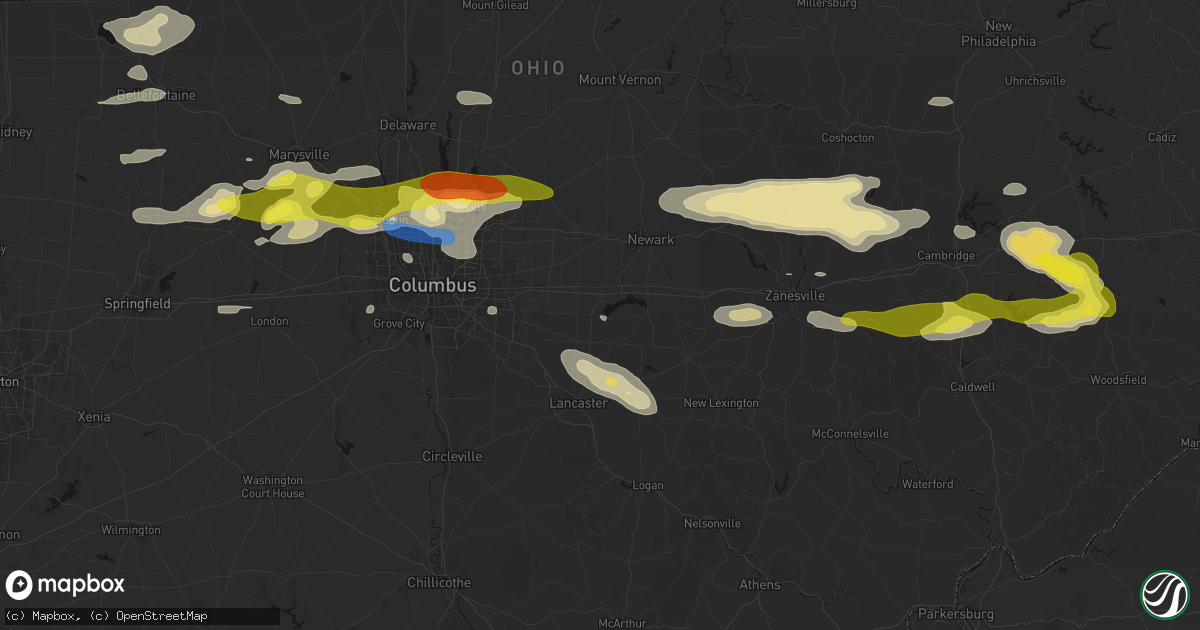 Hail map in Millersport, OH on June 6, 2026