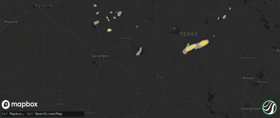 Hail map in Millersview, TX on June 6, 2026